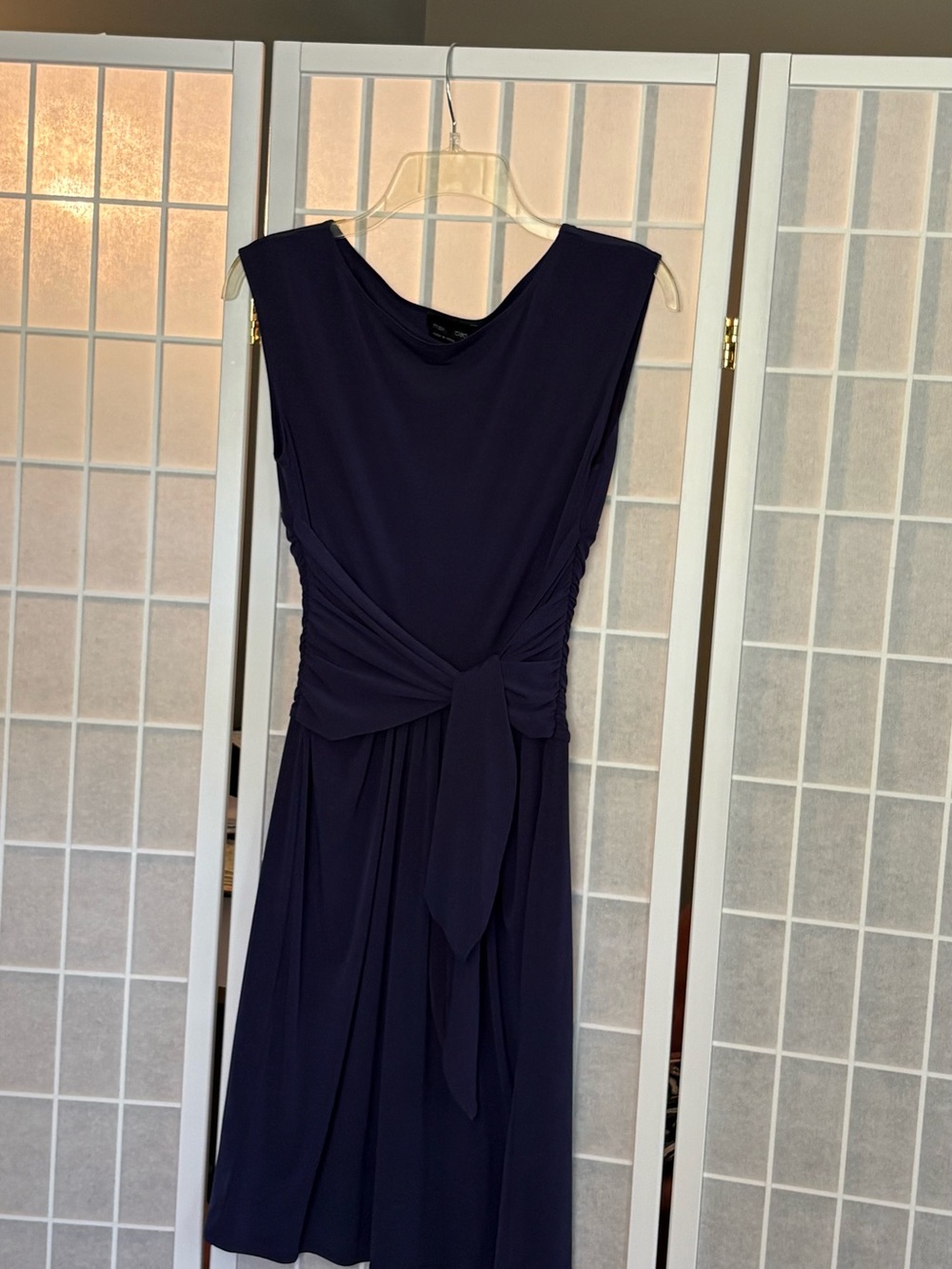 Max & Cleo Navy Blue Midi Dress with Twist-Knot Waist